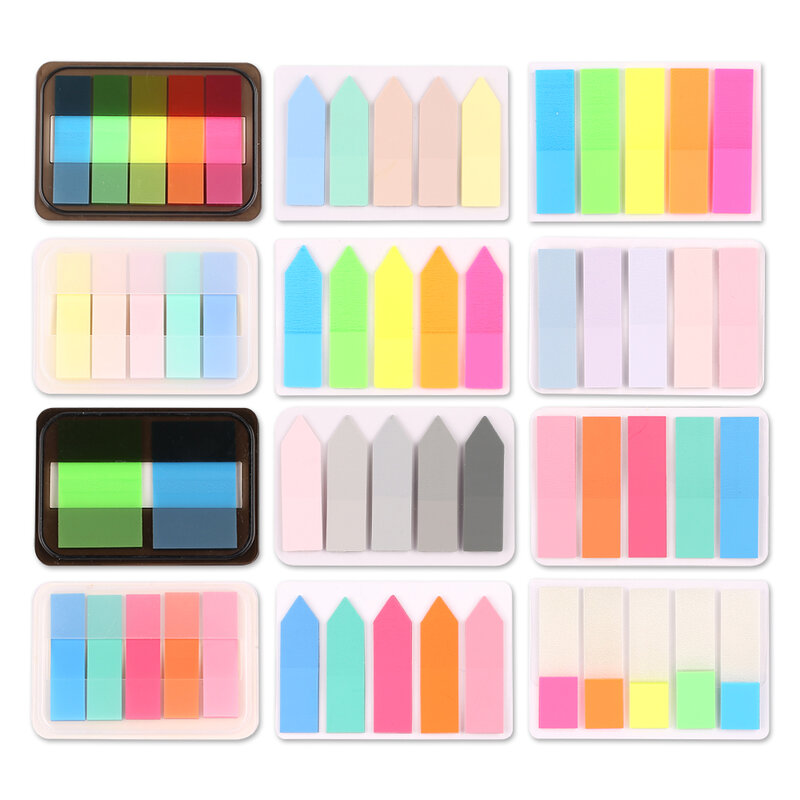 Rainbow Transparent Sticky Notes Pack Bookmarks Index Card Clear Memo Pads Post Notepads Stationery Tab Check List Dairy Planner