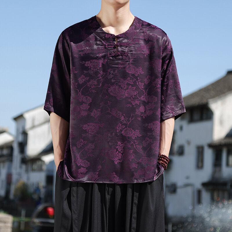 2024 lato chiński styl koszula męska z krótkim rękawem hawajskie ubrania swetry typu oversize Streetwear wysokiej jakości luksusowe M-5XL odzieżowe