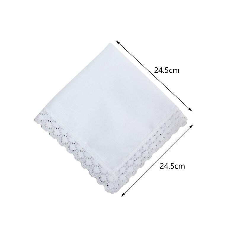 6 Pieces Pure White Lace Handkerchiefs Soft Wedding Hankies for Wedding Gift