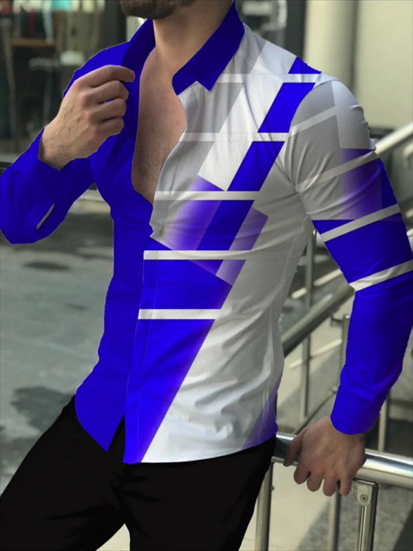 Camicia da uomo Casual moda stampa 3D Party Street Vacation primavera estate risvolto camicia elasticizzata a maniche lunghe 2024