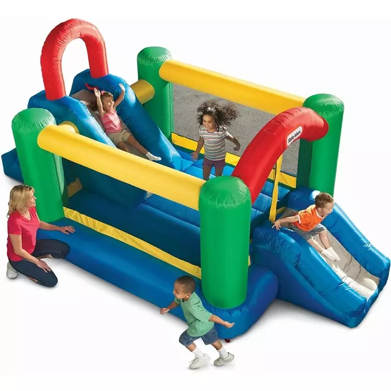 Salto e duplo Slide Bouncer, corrediça para crianças, branco, L X 108,00 W X 79,00 H