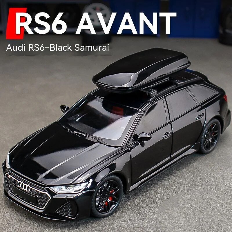 1:32 Model samochodu RS6, edycja czarna: personalizacja dla dzieci Realistyczna symulacja, odlewany metal, idealny prezent dla chłopców