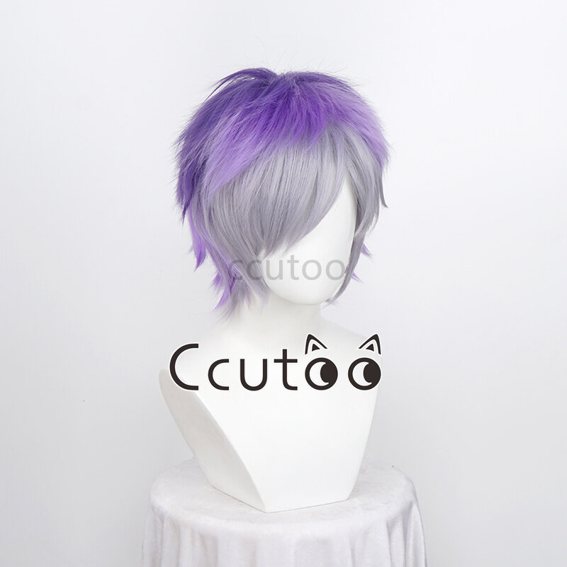 ccutoo Diabolik Lovers Sakamaki Kanato Purple Gradient Short Fluffy Layered Synthetic Hair Cosplay Wig Heat Resistance fiber