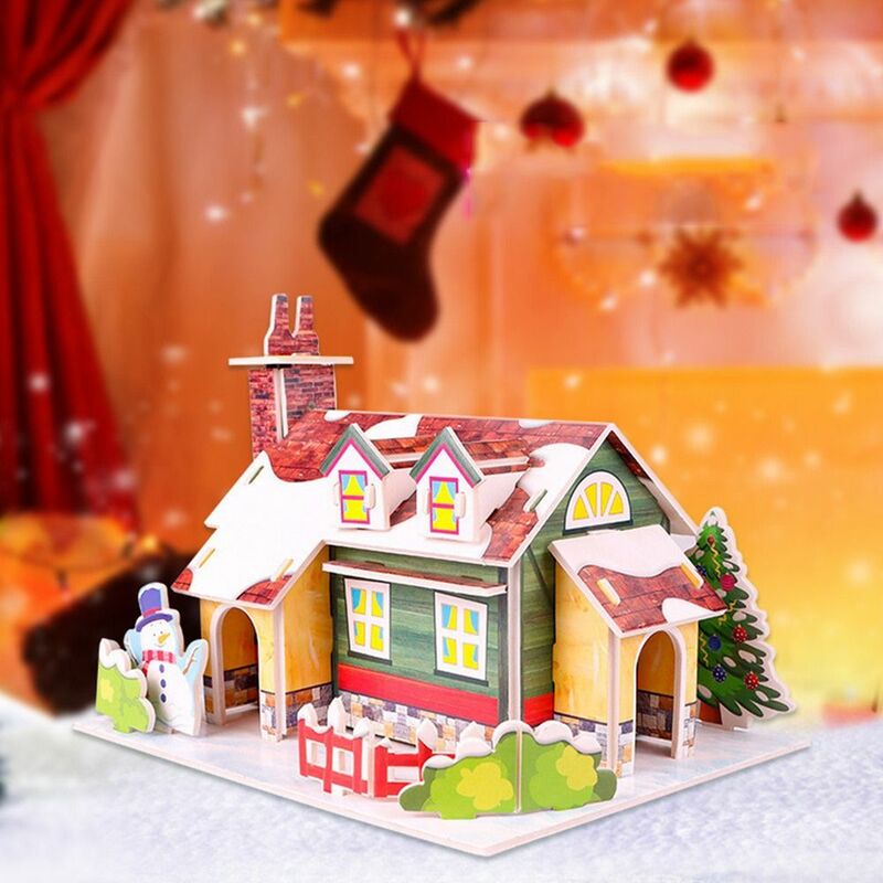 Рождественский дом, Рождественский 3D пазл, DIY рождественская елка, Детская модель, игрушка, поезд, головоломки, рождественские подарки