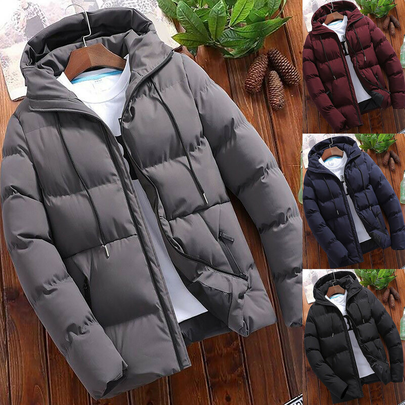 Blusa holgada de algodón con capucha para hombre, abrigo con cremallera sólida para exteriores, ligera, Otoño e Invierno