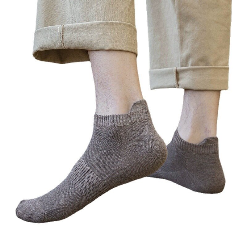 Calcetines tobilleros de corte bajo para hombre, calcetín de algodón fino, transpirable, Color sólido, moda informal, regalo, primavera y verano