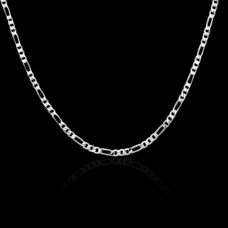 40-75cm 925 perak 4mm Figaro kalung rantai untuk Wanita Pria Panjang kalung Hip Hop perhiasan hadiah