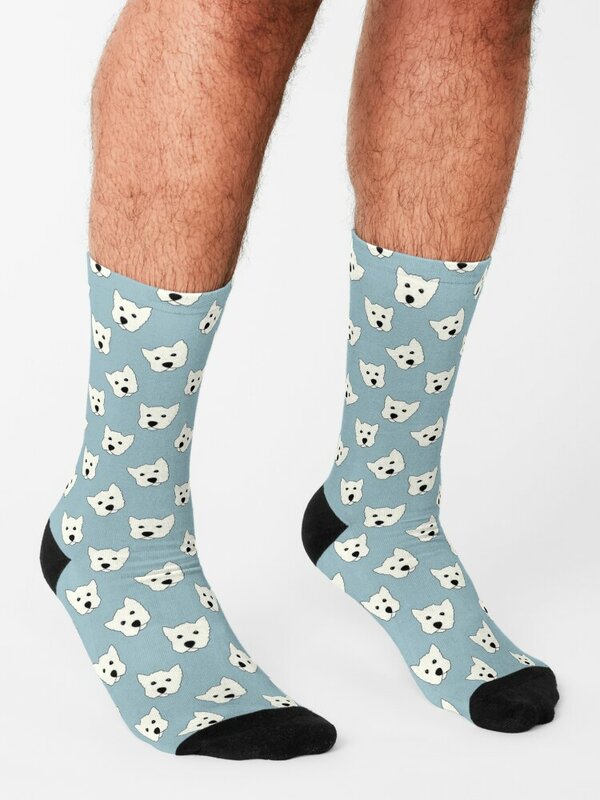 Mini calcetines con patrón de Westie para hombre y mujer, calcetines cálidos de invierno, a la moda