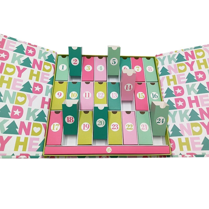 Paper Gift Box for Candy Snacks Cosméticos, Custom, Maquilhagem, Surpresa, Calendário, Beleza, Natal, Novo, 2023