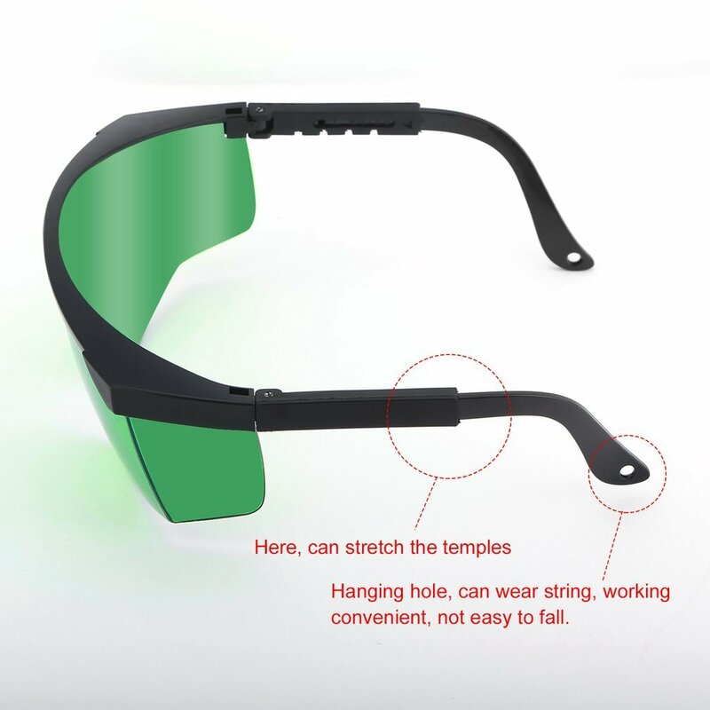 安全レーザー強化メガネ,緑,調整可能,ゴーグル,回転ケース付き