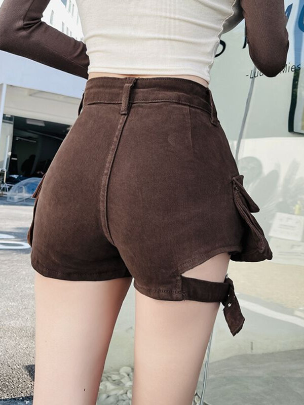 QWEEK-pantalones cortos vaqueros con diseño Retro americano para mujer, ropa de calle estilo coreano, Kpop, Vintage, Sexy, primavera y verano, 2024