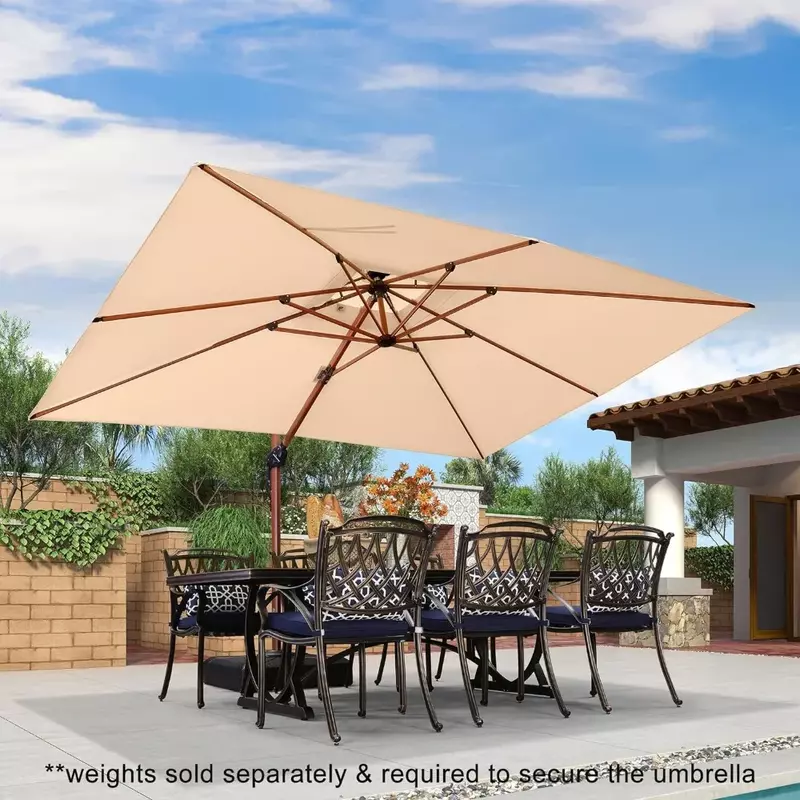 Ombrellone da giardino, 9 'X 12' doppio Top Deluxe modello in legno ombrelloni rettangolari, ombrelloni appesi Offset, ombrellone da giardino