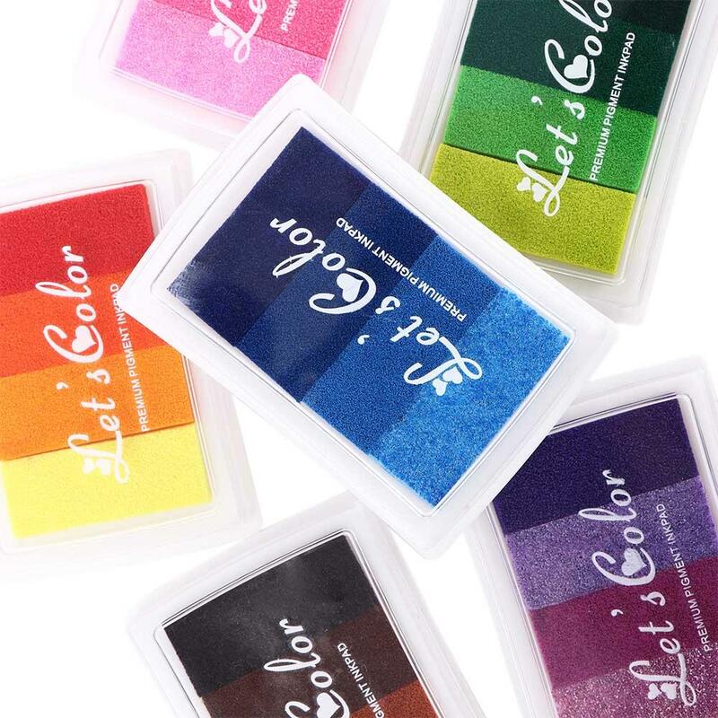 Creative Hand Account School Office DIY Crafts Stamp Oil Based Gradient Color Ink Pad Newborn Footprint Inkpad Rainbow Ink Pad