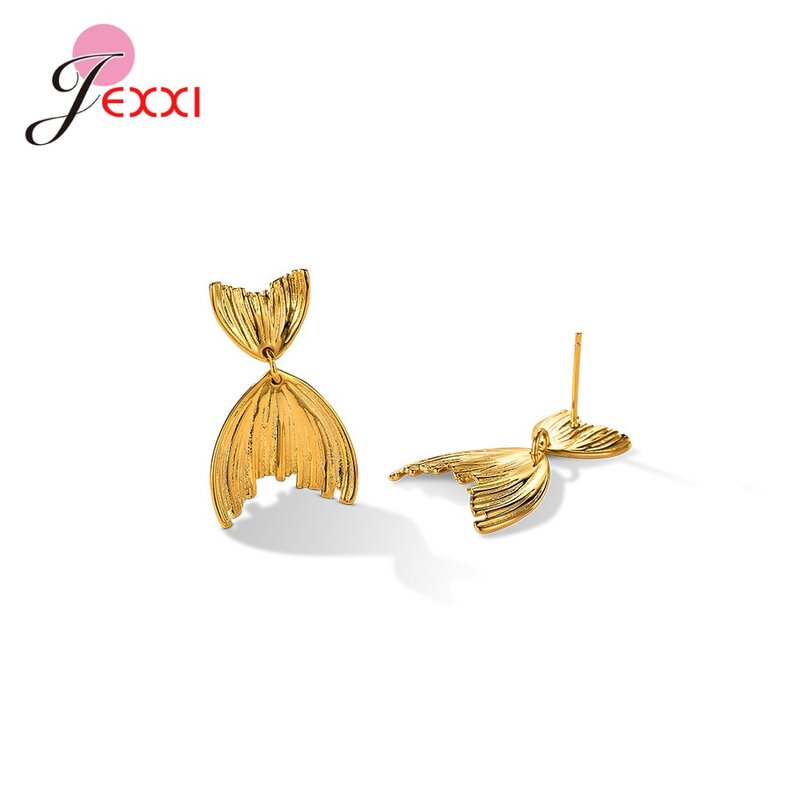 New Fashion Jewelry Accessory Fish Tail Studs Earring Genuine 925 Sterling Silver Jewelry For Women Girls Wedding Anniversary