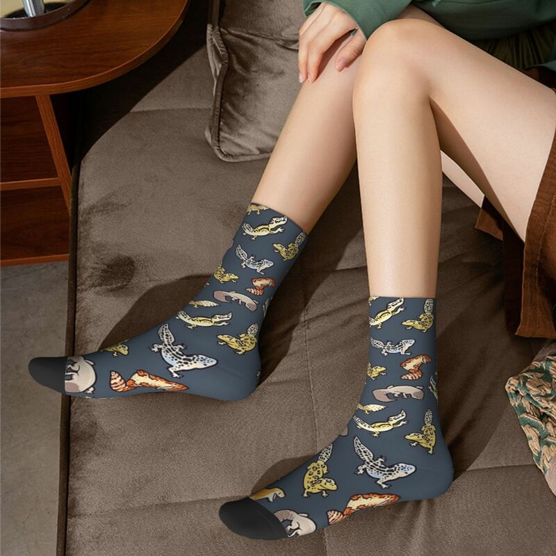 Chub Geckos In Dark Grey Socks Harajuku Super lembut stoking sepanjang musim aksesoris kaus kaki untuk pria wanita hadiah