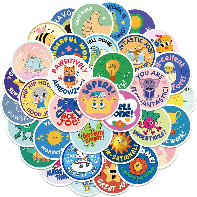 10/30/50Pcs Cartoon Kids Reward Sticker insegnante incoraggiamento studente cancelleria Sticker valigie telefoni adesivo decorativo