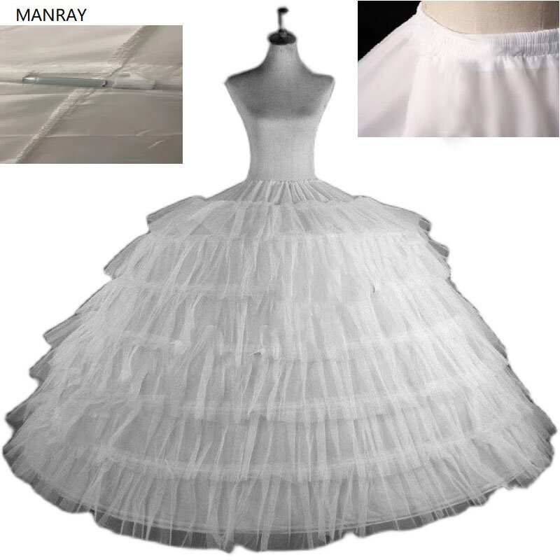 Manray Witte Rok Ondersteuning 6 Hoepels Petticoats Bruid Voor Trouwjurk Vrouw Grote Ruche Jurk Onderrok Fluffy Tule Verstelbaar