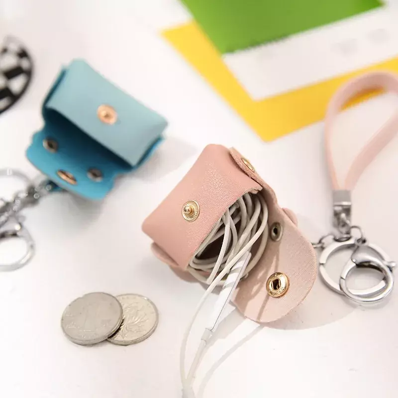 Bolsa de almacenamiento personalizada de estilo coreano, monedero de cuerda de mano de Pu, Mini bolsa de almacenamiento de trompeta pequeña, bolsa de llaves con personalidad
