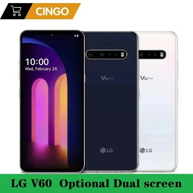 Original Unlock LG V60 ThinQ Dual-Screen V600AM/ V600TM /V600VM 6.8 inch Snapdragon 865 NFC 4/5G phone 8GB RAM 128GB ROM Android