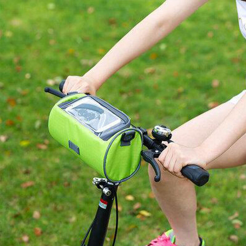 Tas sepeda besar, setang tabung depan sepeda tahan air tas ponsel paket layar sentuh untuk siswa wanita pegangan sepeda tas tangan