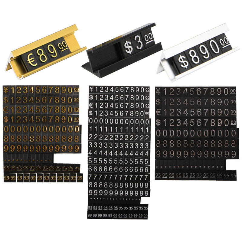 19 Groups Gold-Tone Metal, Arabic Numerals Together Price Tags