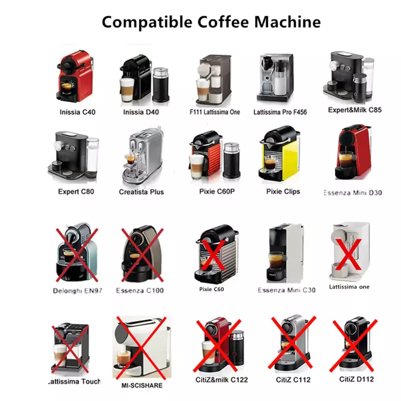 ICafilas-cápsula de café de acero inoxidable para máquina Nespresso, filtro reutilizable, para cafetera inissia