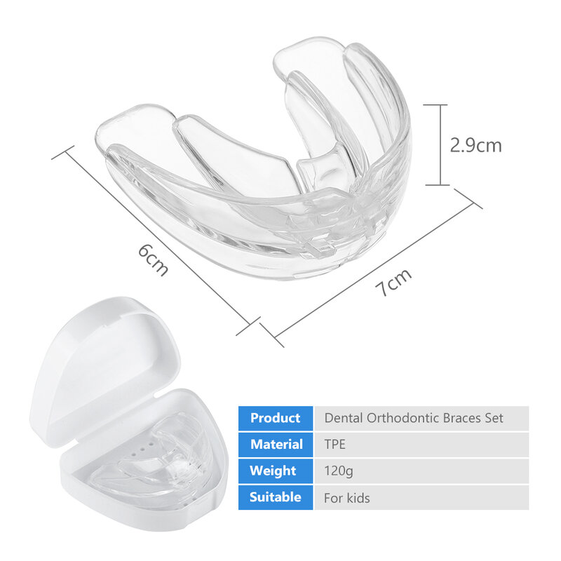 طقم دعامات لتقويم الأسنان 3 مراحل من السيليكون لمحاذاة الأسنان مصحح للأسنان بالفرشاة وحارس للفم للأطفال
