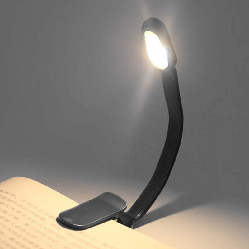 USB Mini LED Book Night 3 Light Color Adjustable Brightness Clip-On Study Reading Lamp Rechargeable for Travel Bedroom Reading
