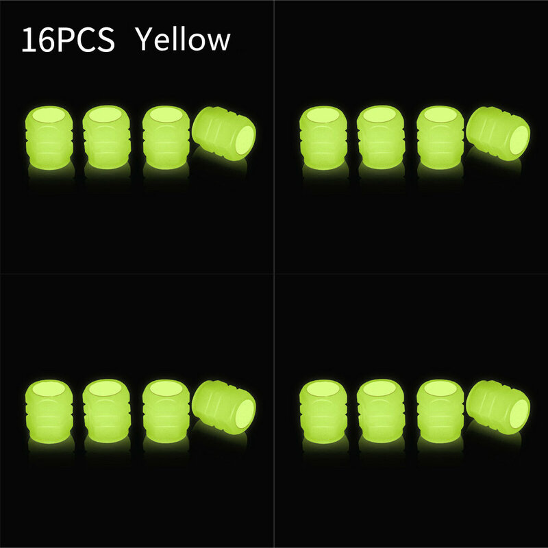 For Cars/motorcycles/SUV/trucks/buses Car Tire Valve Cap Replacement Shining Car Waterproof Yellow Fluorescent