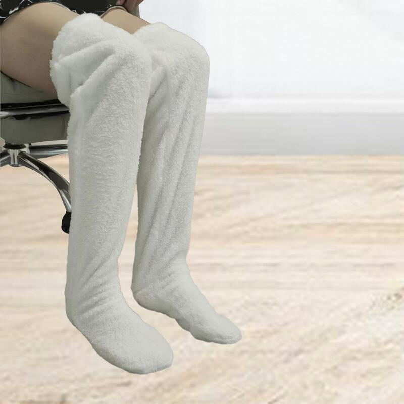 Zakolanówki skarpety zimowe skarpetki do spania długie pończochy miękkie polarowe pluszowe ocieplacze na nogi dla kobiet w akademiku mieszkanie mężczyzn w domu