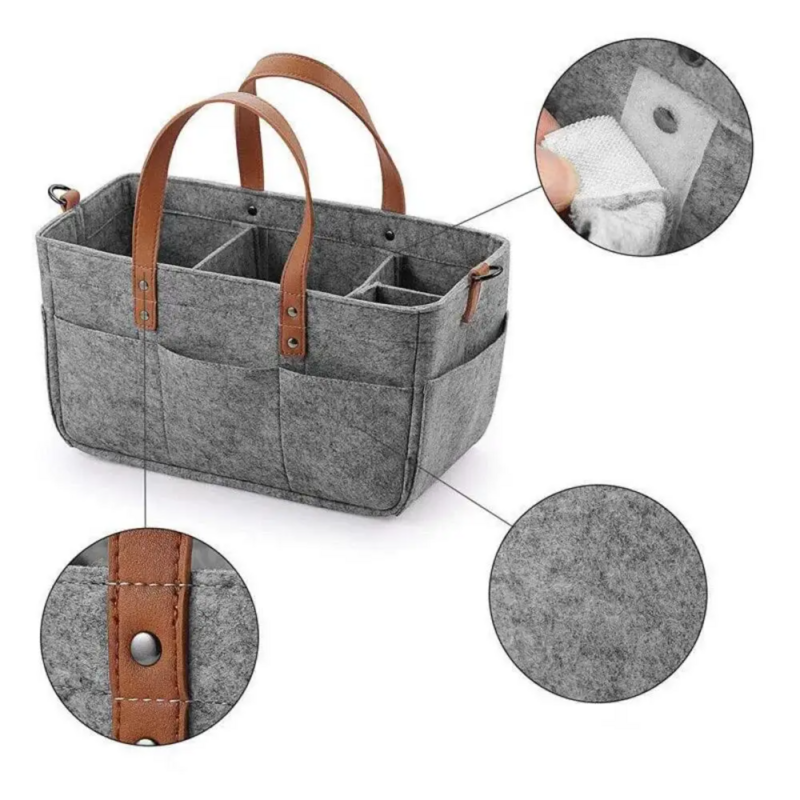 Lightweight Multifunctional Maternity Bag Travel Children's Clothes Storage Basket Foldable Felt Shopping Bag Diaper Bag