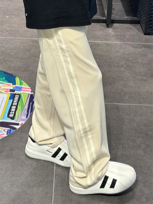 Deeptown-Pantalones deportivos de pierna ancha para mujer, pantalón de chándal recto a rayas, holgado, estilo coreano Kpop, Moda de Primavera, Y2k, 2024