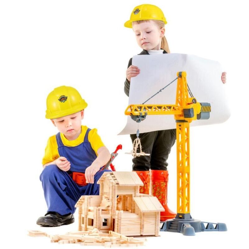 Casco de seguridad de simulación de disfraz de trabajador, sombrero duro de construcción, juguetes, herramienta de construcción de simulación, suministros
