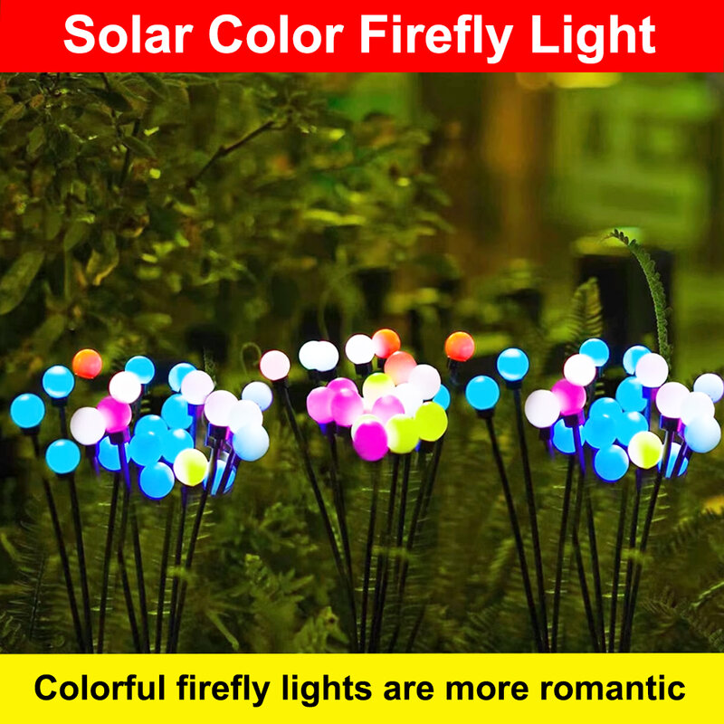 LED Solar Firefly Lights, Luzes Decorativas Atmosfera, Jardim, Varanda, Paisagem, Gramado, Cor, Jardim, 10