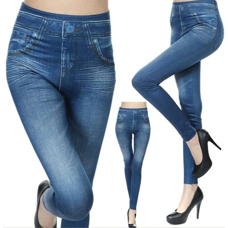 Long Pants Seamless High Waist Butt-lifted Women's Pants Slim Fit Stretchy Solid Color Ankle Length Trousers for Lady Jeans Faux