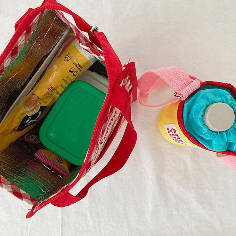 Kinder Mittagessen Tasche 2022 Neue Koreanische Plaid Picknick Tasche Isolierte Mode Mama Taschen