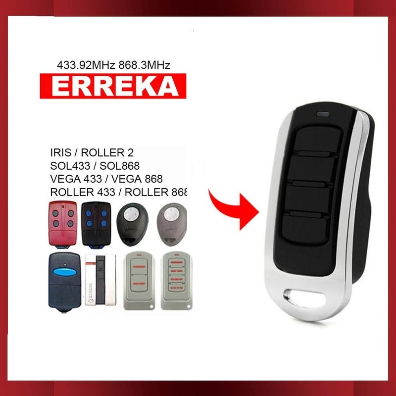 ERREKA IRIS-mando a distancia para puerta de garaje, rodillo para abrir puerta de garaje, 433, 868MHz, 433MHz, 868MHz