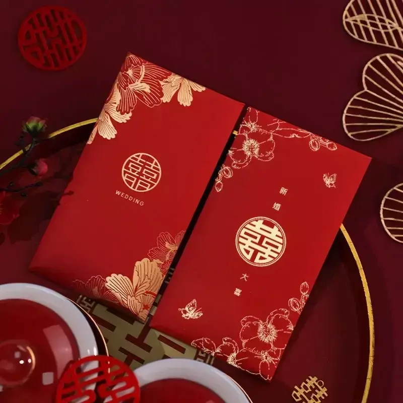 Sobres rojos de 5 piezas, Poastcards, tarjetas de invitación, bolsa de regalo de la suerte, sobres en efectivo, decoración para eventos y fiestas