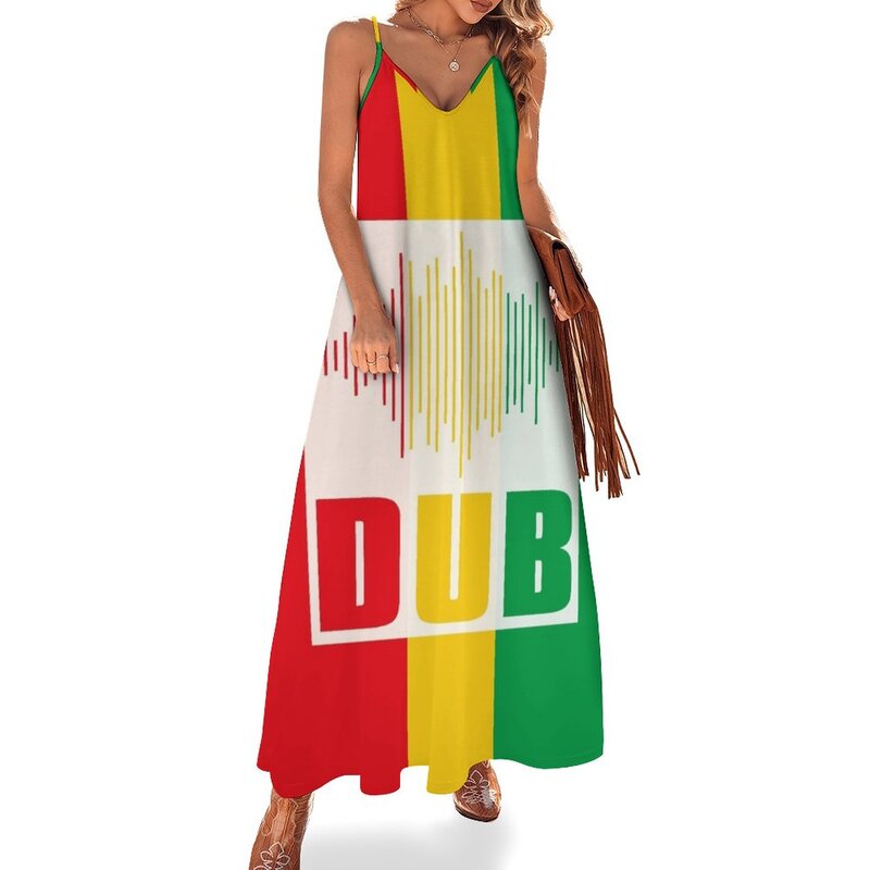 Vestido sem mangas para mulheres, DUB Reggae Vibe Waves, vestidos de noite femininos, roupas longas, verão, 2024
