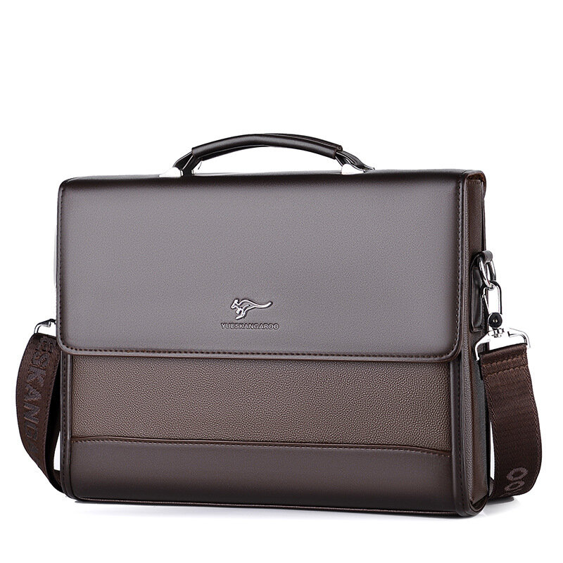 Vintage PU Leather Men Briefcase Bag Executive Handbag For Documents Male Business Shoulder Messenger Bag Laptop Bag For Man