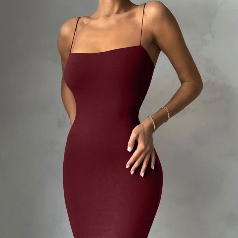 Women's Hair Styling Camisole Long Dress - Autumn's New Arrival with Slim-Fitting and Fashionable Design