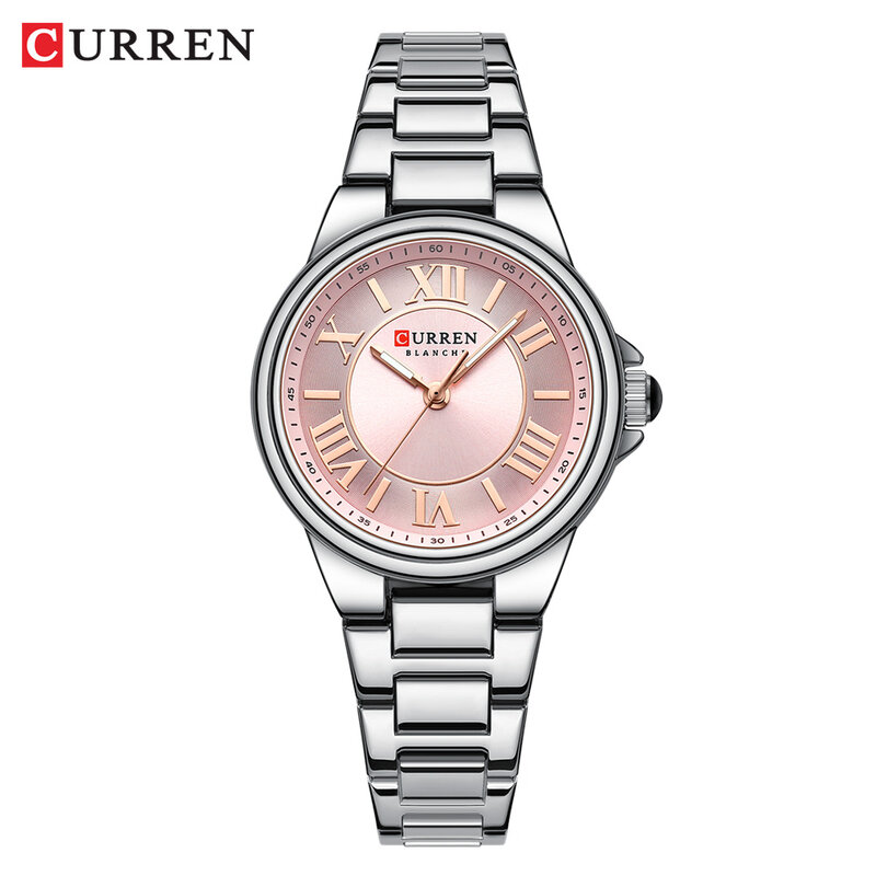 CURREN Romantic Charm Women's Wristwatches Fashion Design Thin Quartz Watch with Luminous Hands Stainless Steel Bracelet
