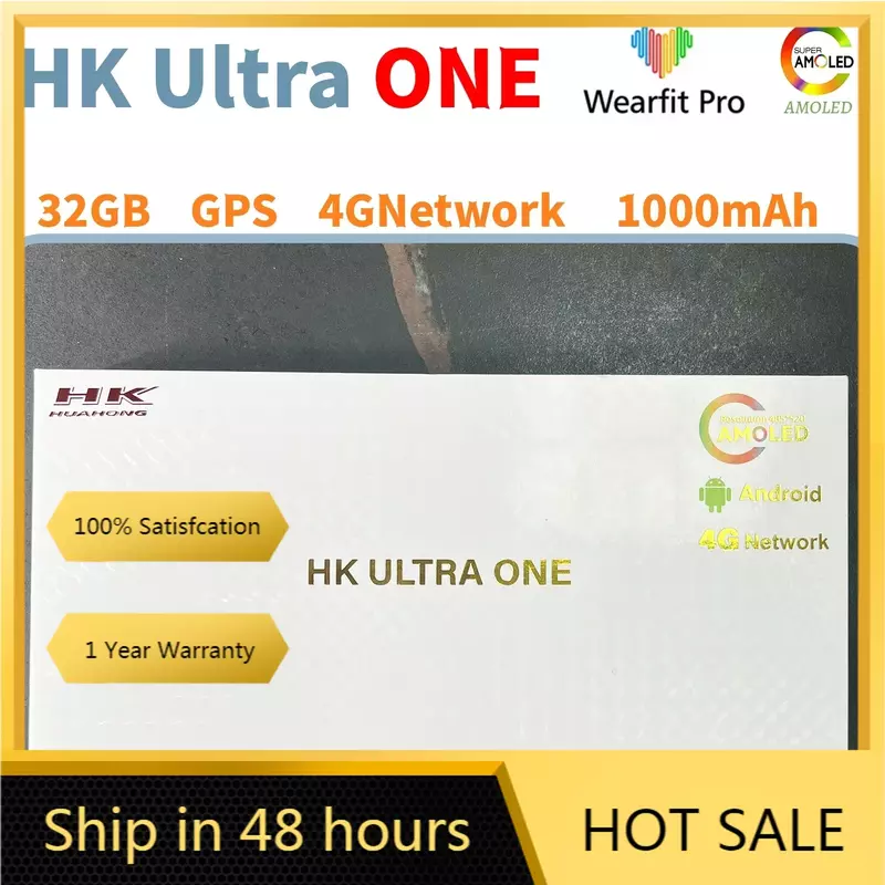 HK Ultra Uma Rede Smartwatch, Relógio Inteligente Android, GPS, Wi-Fi, Conexão LBS, 32GROM Download App, 2.2 "Tela AMOLED, Novo, 2024
