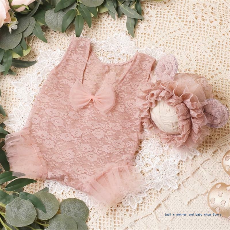 67JC Neugeborenen-Dusche-Geschenk, Foto-Kleidung, Einteiler und Mütze, Baby-Fotografie-Requisiten-Outfit