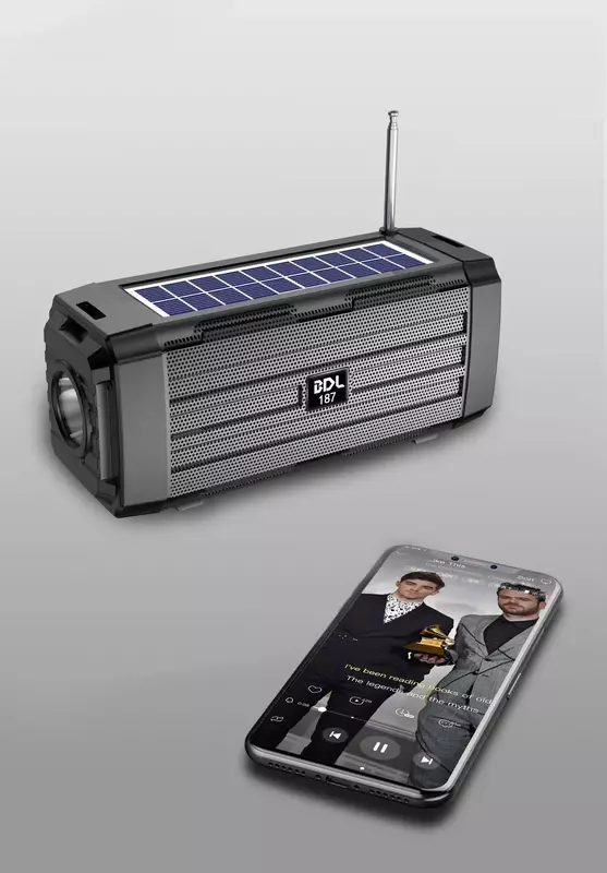 Radio portátil de carga Solar para exteriores, Altavoz Bluetooth para deportes, colgante oblicuo, de gran volumen