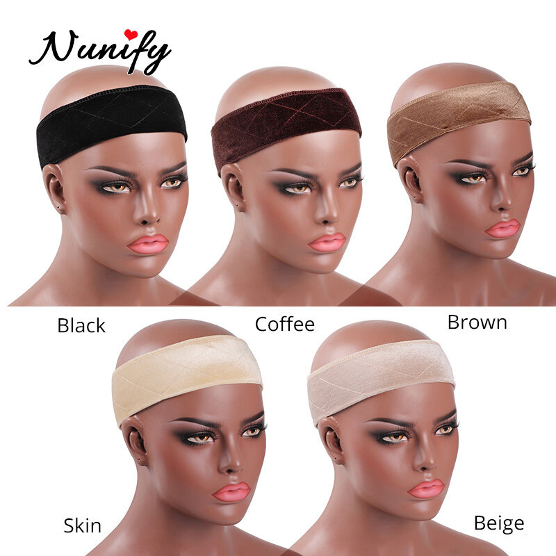 57Cm Velvet Wig Band For Fastern Wig Flexible Skin Wig Grip Band Coffee Comfort Headband Adjustable Hair Band 5.5cm Non-slip