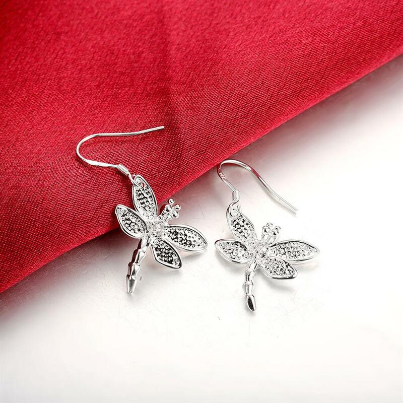 Hot sale Jewelry 925 Sterling Silver Earring Fashion Woman crystal dragonfly earrings Gifts for girlfriends