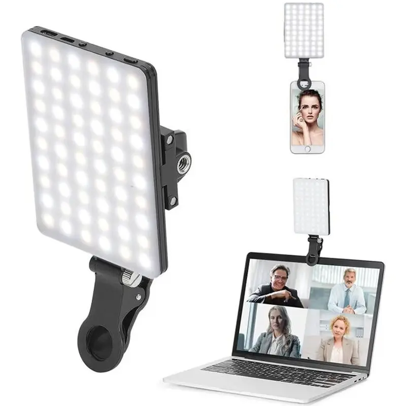 LED Mobile Phone Computer Fill-in Light Adjustable Portable LED Lamp Rechargeable Clip Fill Video Light For Live Selfie Meeting