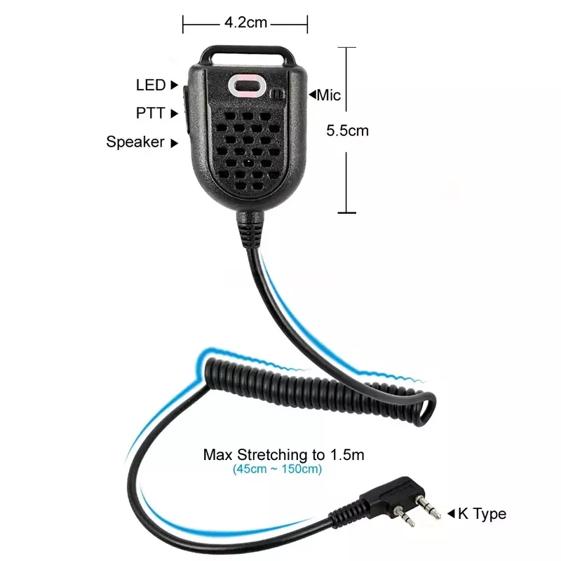 Mini HYT Walperforated Talkie PTT LED initié Haut-parleur Micro Microphone pour KENWOOD TK-3107 BAOFENG BF-888s UV-5R GT-3TP Radio Bidirectionnelle