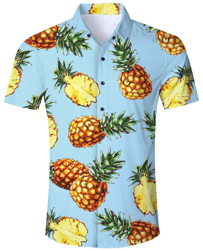 여름 남성 셔츠 멋진 프린트 하와이안 셔츠 캐주얼 반팔 티셔츠 복장, 하와이 빈티지 의류 버튼 다운
